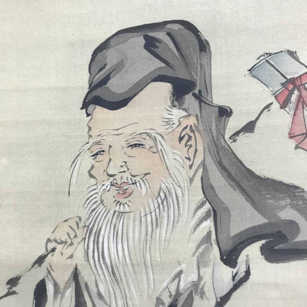 【模写】狩野常信/寿老人図/人物図/掛軸/名家伝来/AD-257