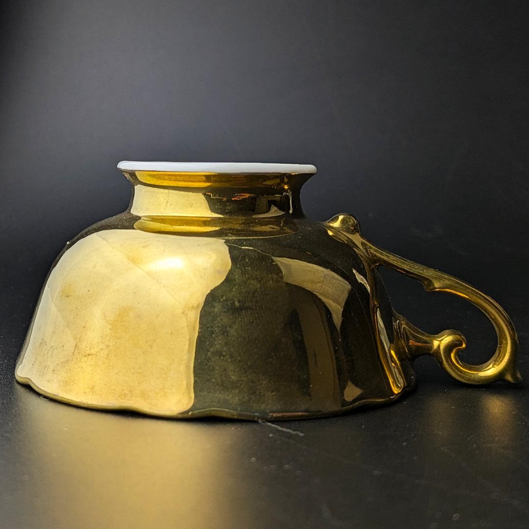 里帰り★佐治貿易 金彩金盛上草華紋様 ターコイズ カップソーサー