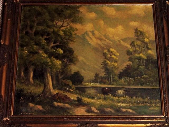 れ*様 骨董画／大作★岡田三郎助【巴里近郊／１８９９年作】油彩F２５号／肉筆画