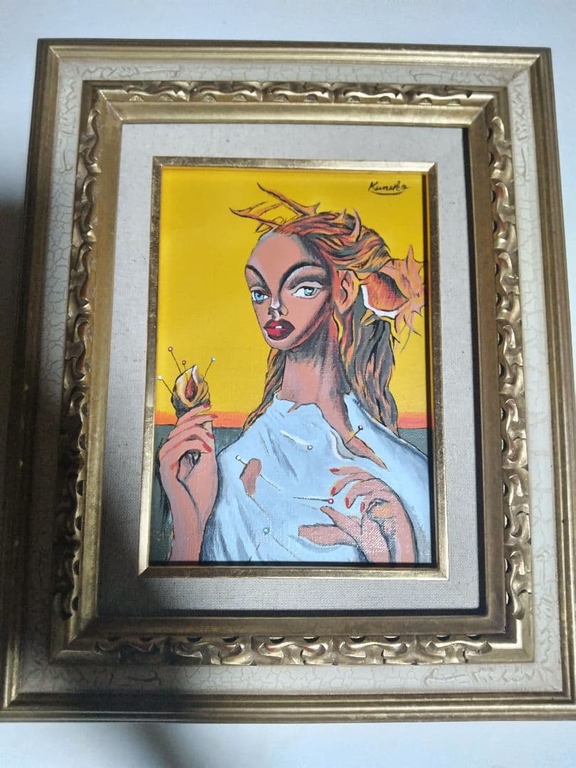 金子國義、絵画、油彩、SM号、暁オ閉じる女、新品額縁、肉筆、鴨居玲、佐伯祐三。
