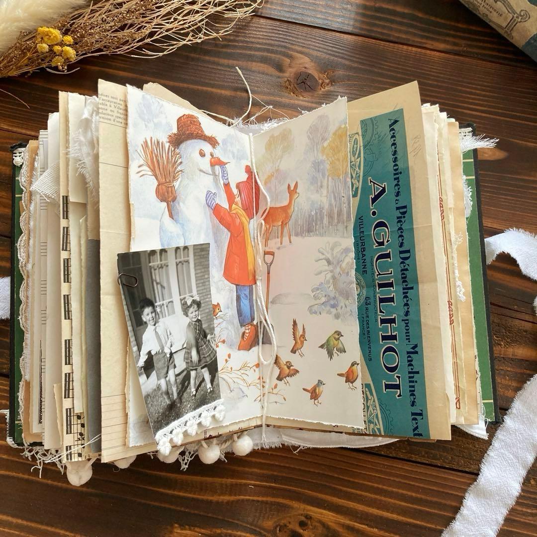 junk journal ジャンクジャーナル雑記帳　平袋　紙もの150点以上