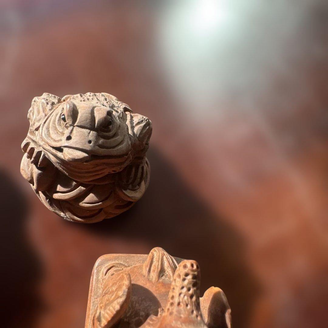 時代提げ物　唐木黄楊木彫刻　犬・猿・虎など　根付　置物