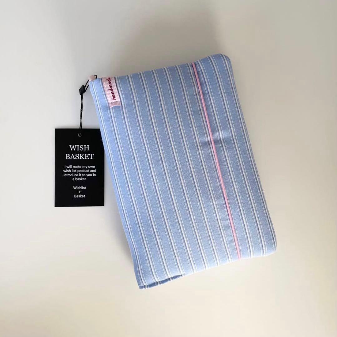 早い者勝ち　韓国　バインダー　カバー　貯金　現金管理　水色　ストライプ