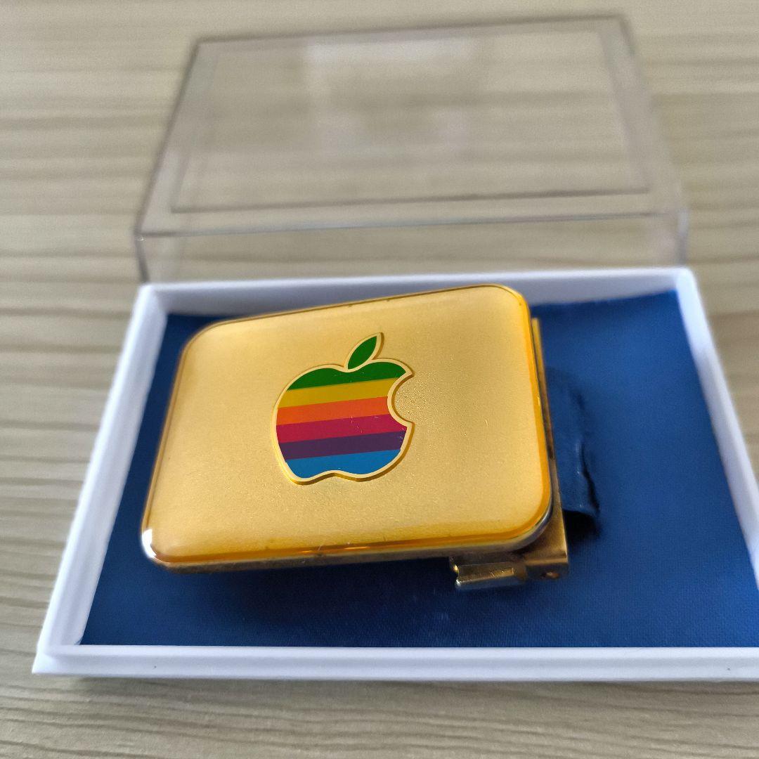 激レア【Apple 】アップル　ビンテージ　ゴールドベルトバックル　 レインボー
