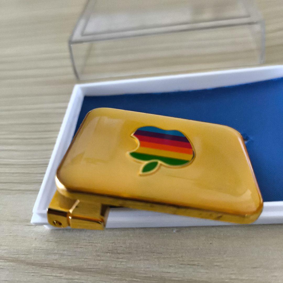 激レア【Apple 】アップル　ビンテージ　ゴールドベルトバックル　 レインボー
