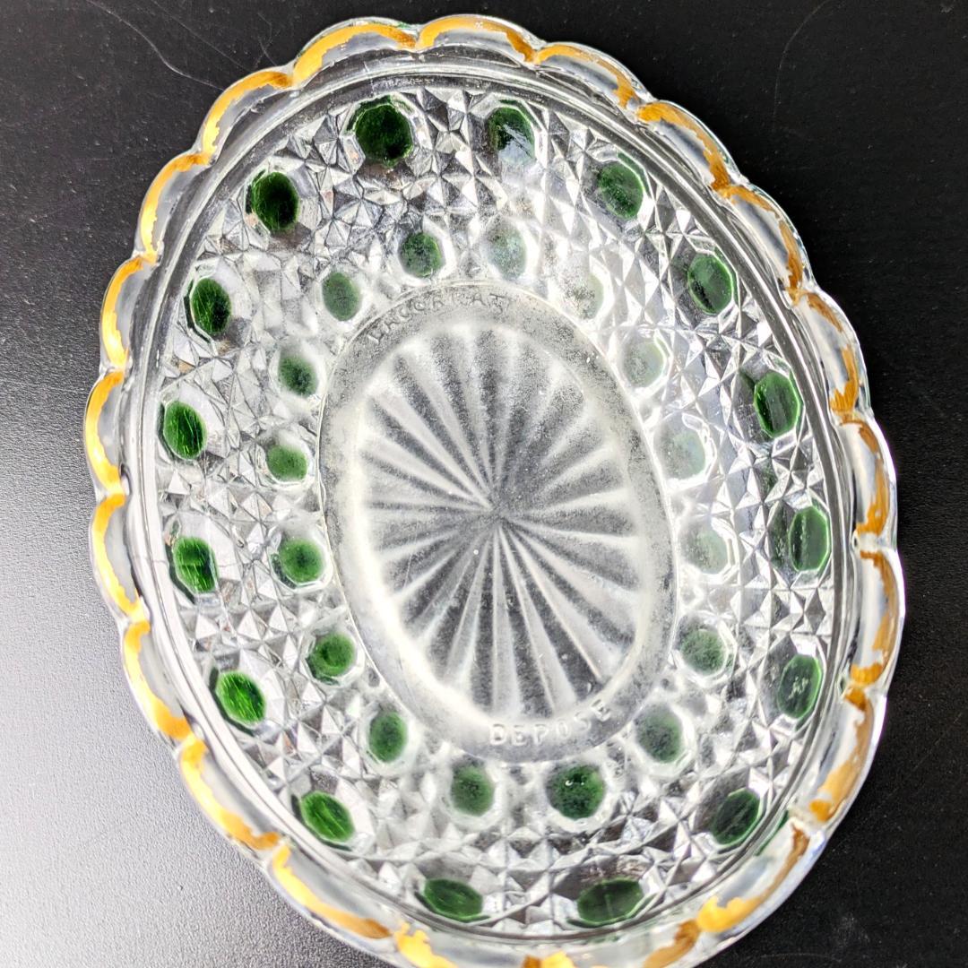 オールドバカラ ディアマン ソープ ディッシュ グリーン＆金彩 BACCARAT