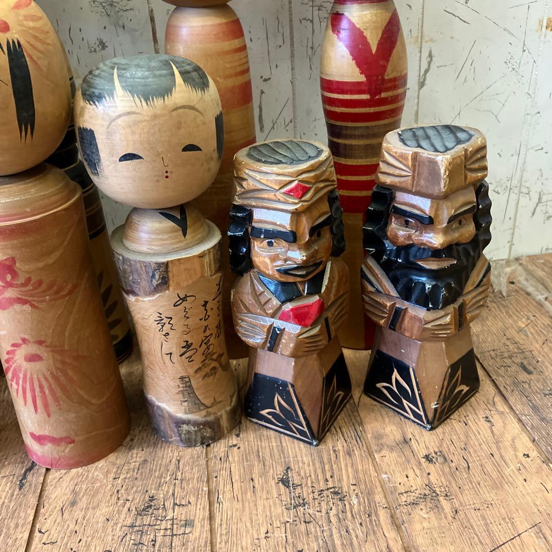 昭和レトロ 木製 こけし 小芥子 温泉こけし 17体セット まとめ売り 日本人形