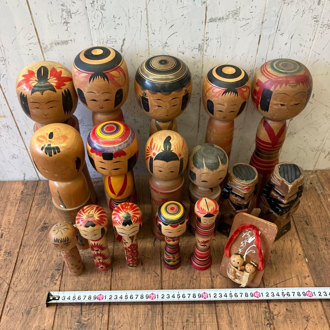 昭和レトロ 木製 こけし 小芥子 温泉こけし 17体セット まとめ売り 日本人形