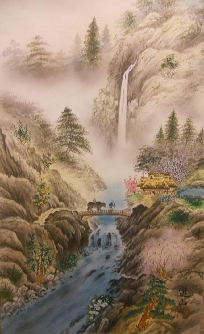 掛け軸 山本遊山 九星盛運図 絹本 希少 軸装 茶道具 掛軸 美品 です。