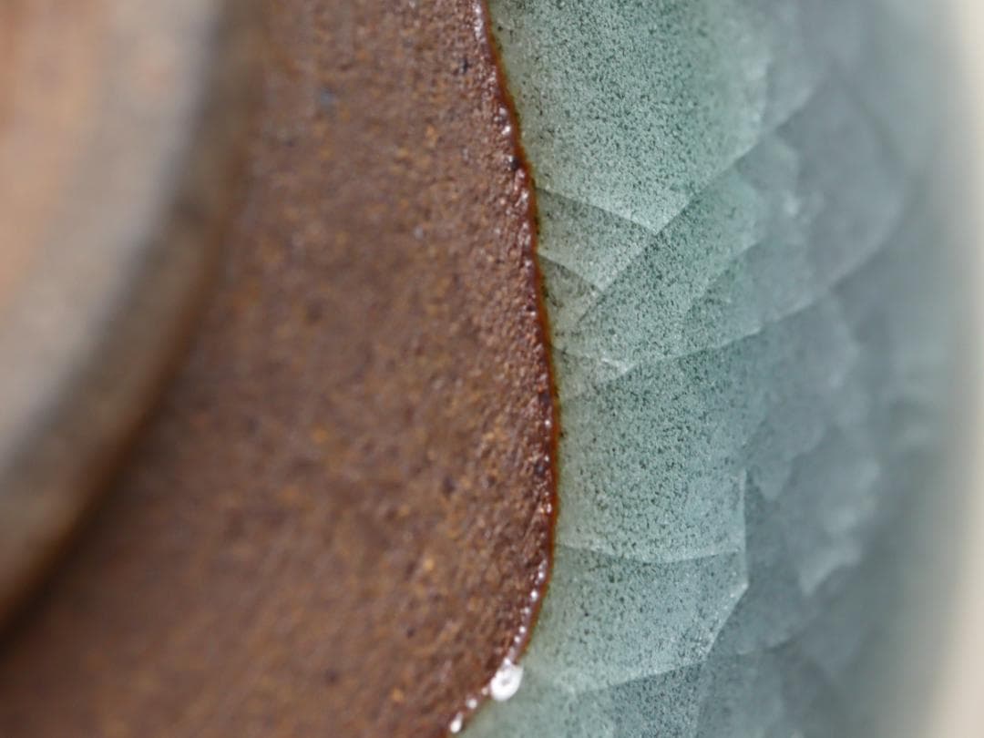 小笠原長春 青瓷茶碗 茶道具 栞 共布 共箱 美品