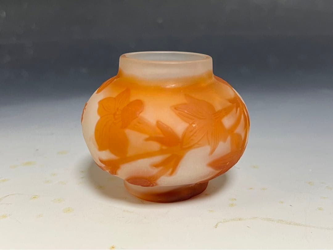 エミール・ガレ草花文 小瓶 被せガラス【本物保証】1900年頃