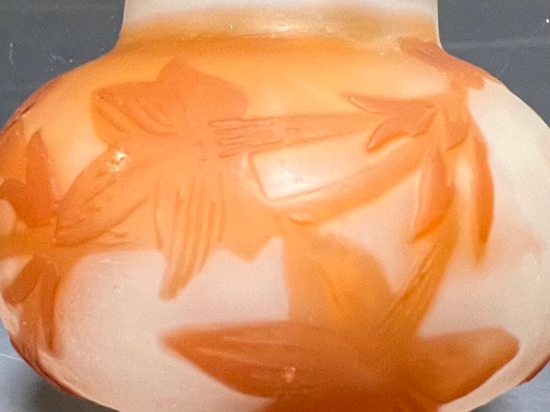 エミール・ガレ草花文 小瓶 被せガラス【本物保証】1900年頃