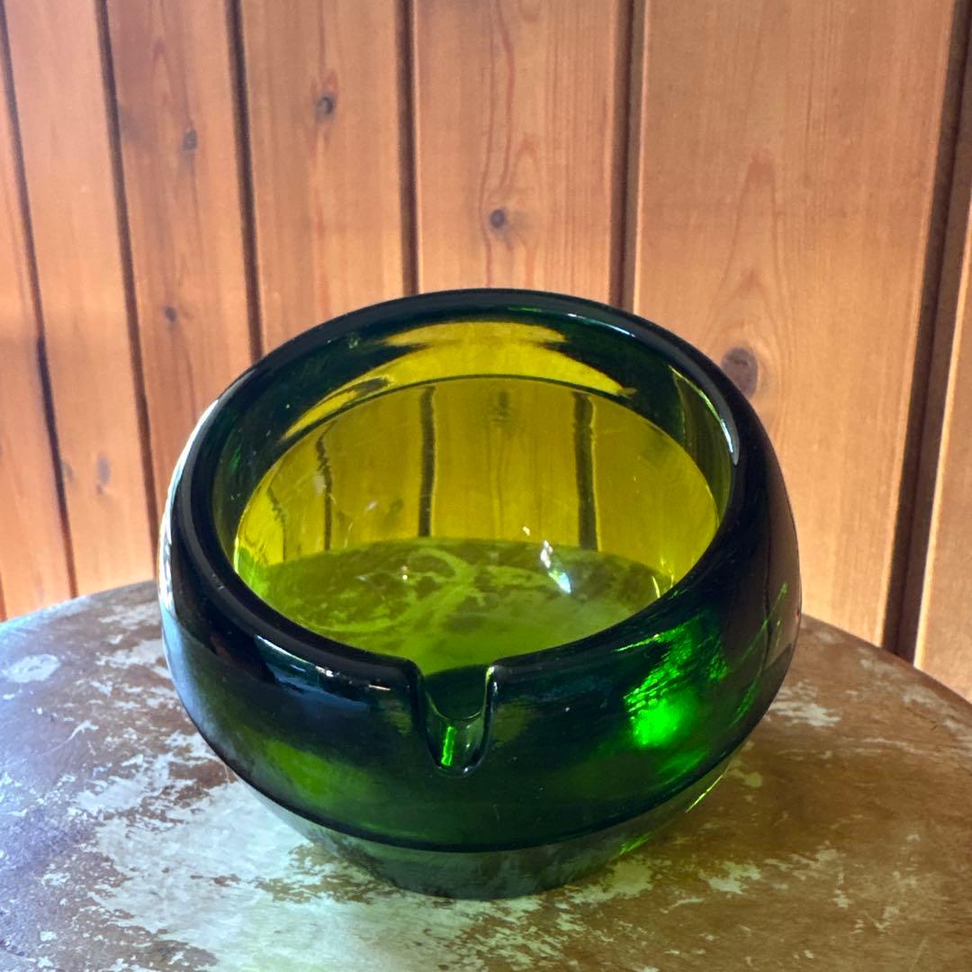 【70sビンテージ】VIKING グリーンガラス灰皿 ミッドセンチュリー