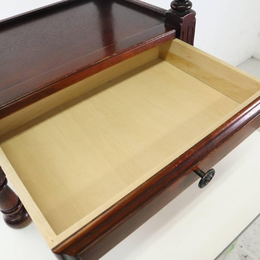 値下カリモク家具 コロニアル サイドテーブル 電話台 花台 引き出し　クラシカル