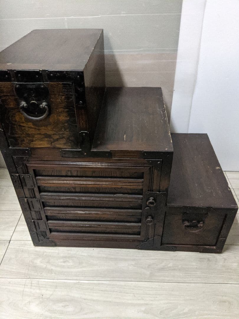 時代物　階段箪笥　和箪笥　両開き　　箪笥
