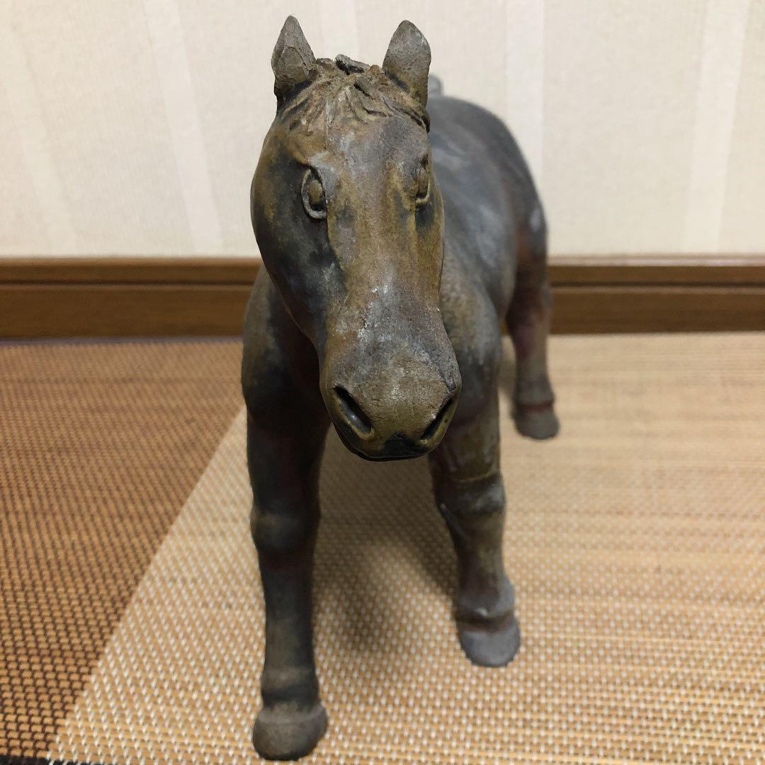 馬の置物　備前焼