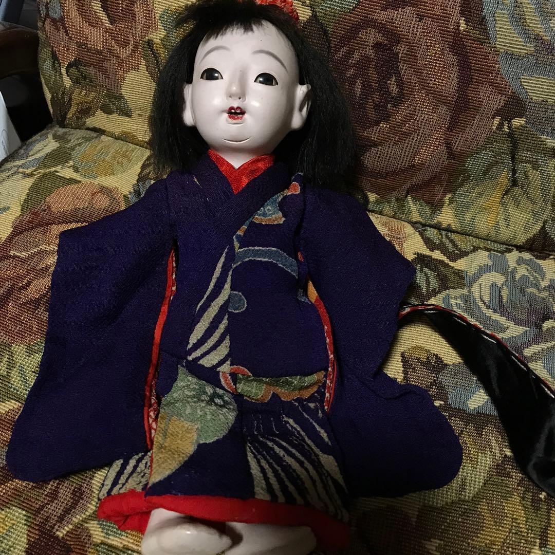 市松人形　小さい　6号　大正時代　女の子　江戸縮緬着物