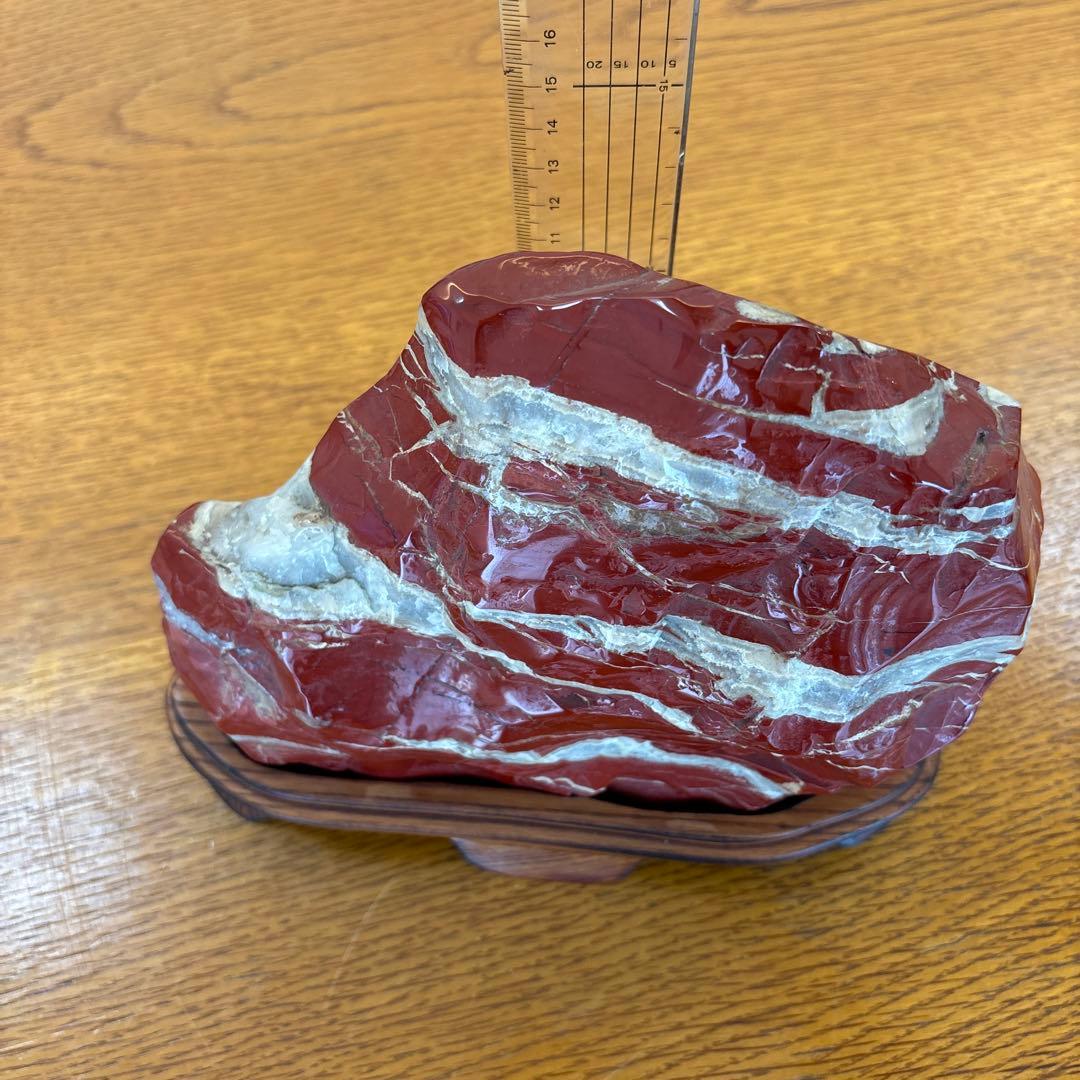 佐渡 赤玉石 天然石　鑑賞石　赤石　置物　重さ3㎏強　木台付