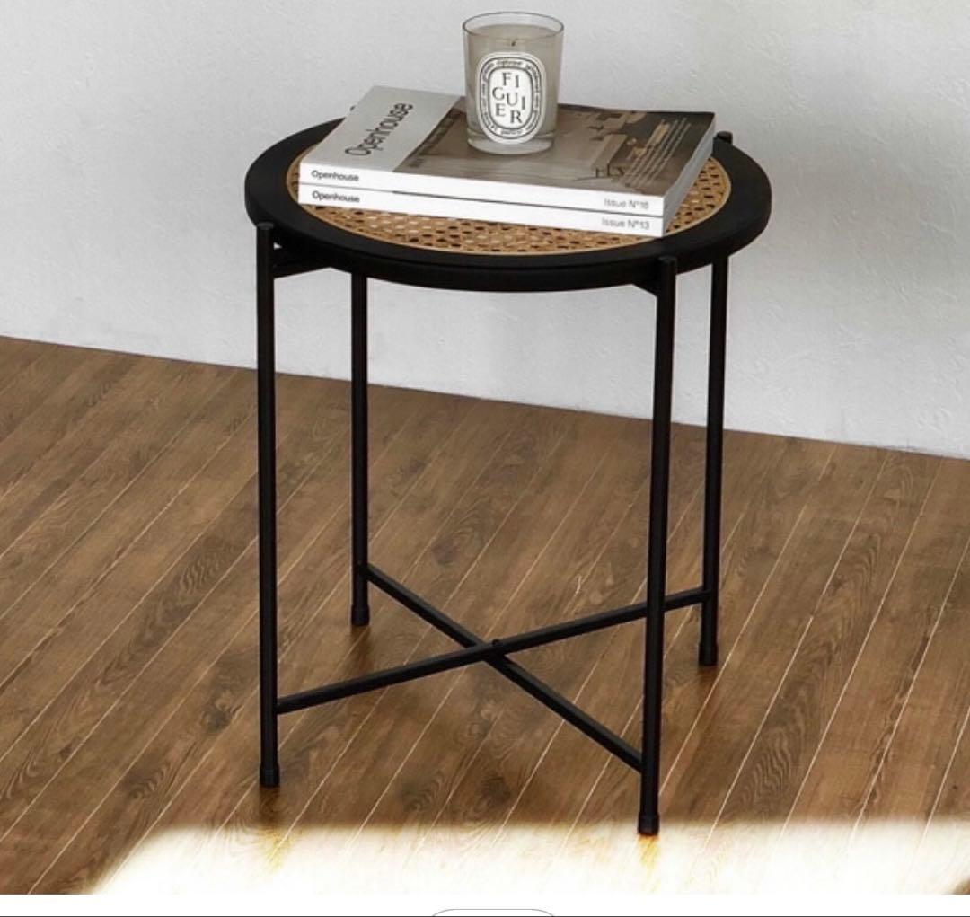 美品　ラタン　サイドテーブル