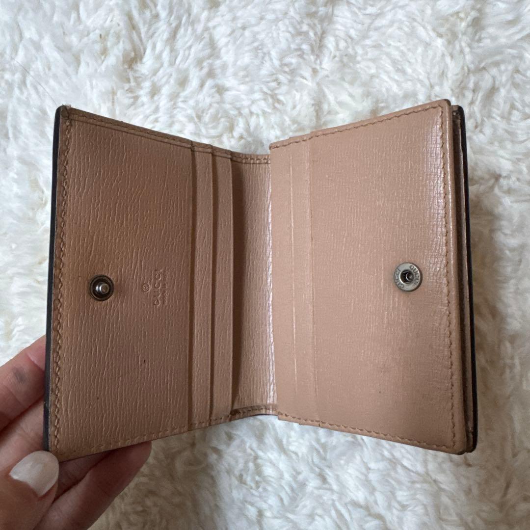 GUCCI 花柄 二つ折り財布 ベージュ