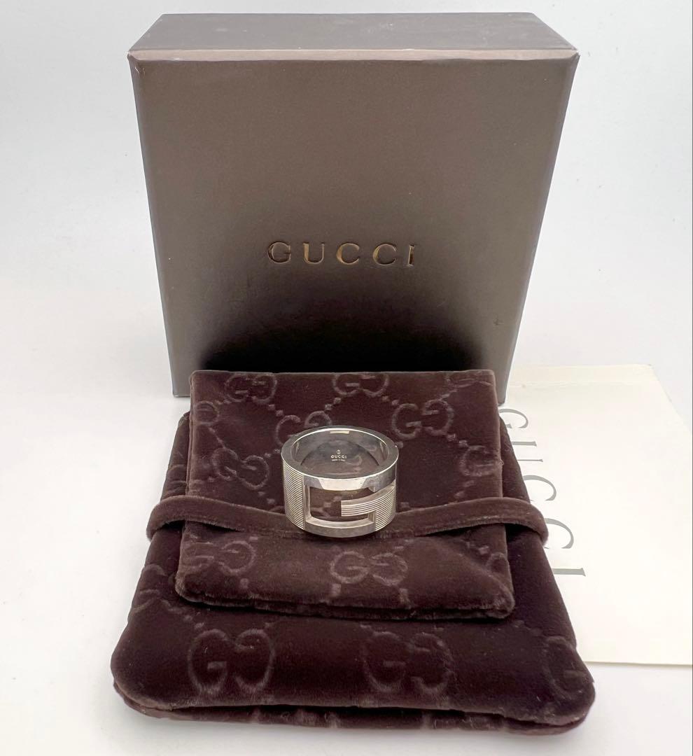 GUCCI グッチ Gロゴ ワイドリング指輪 シルバー 925 18号 箱付き
