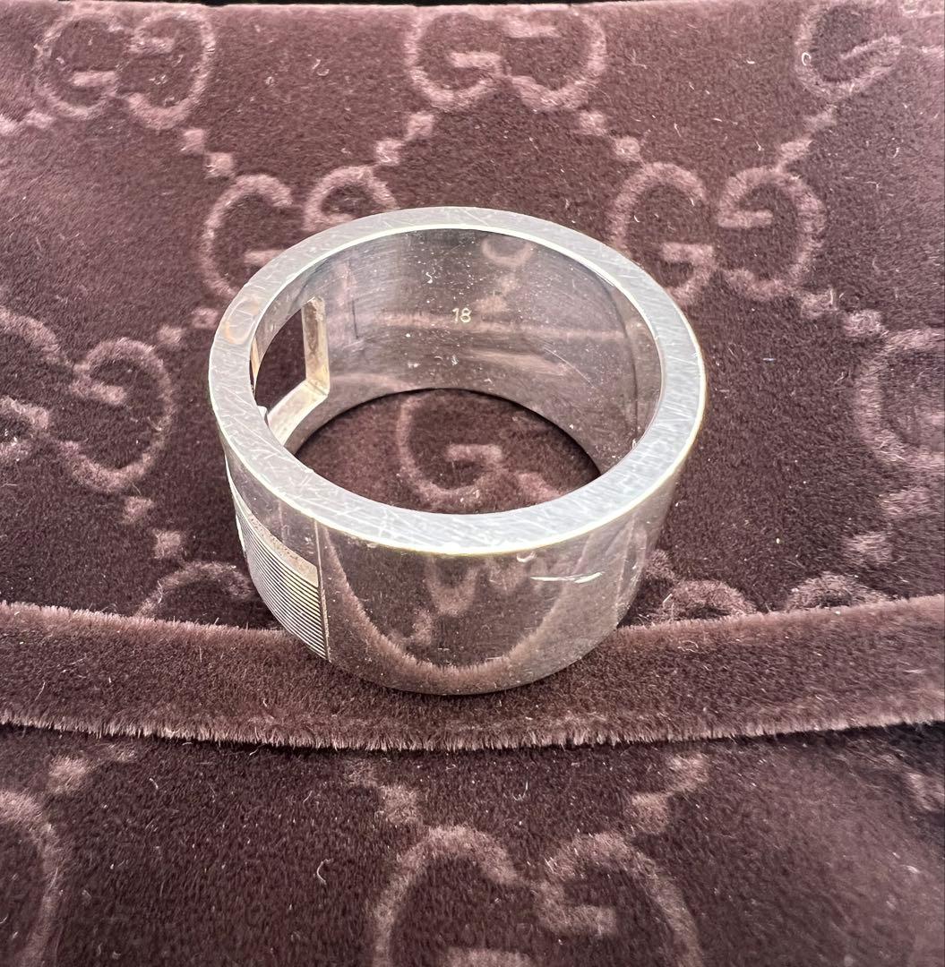 GUCCI グッチ Gロゴ ワイドリング指輪 シルバー 925 18号 箱付き