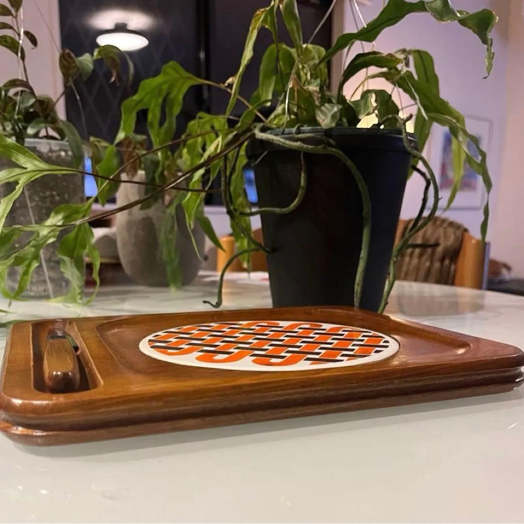 ミッドセンチュリー木製ヴィンテージ ナイフ＆プレートラウンド/サイドdesign