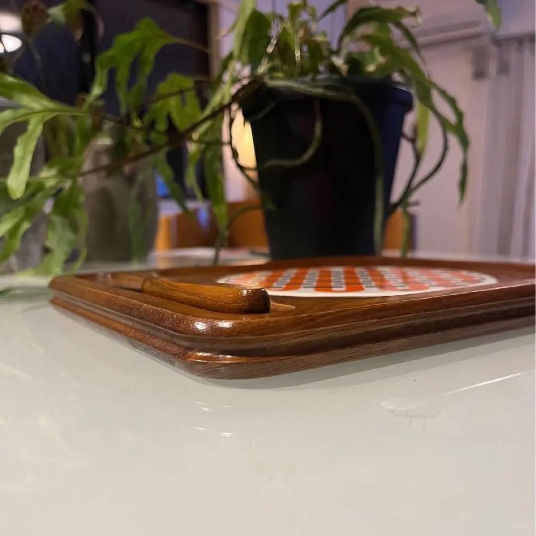 ミッドセンチュリー木製ヴィンテージ ナイフ＆プレートラウンド/サイドdesign