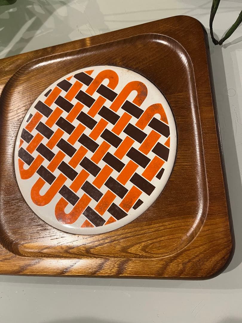 ミッドセンチュリー木製ヴィンテージ ナイフ＆プレートラウンド/サイドdesign