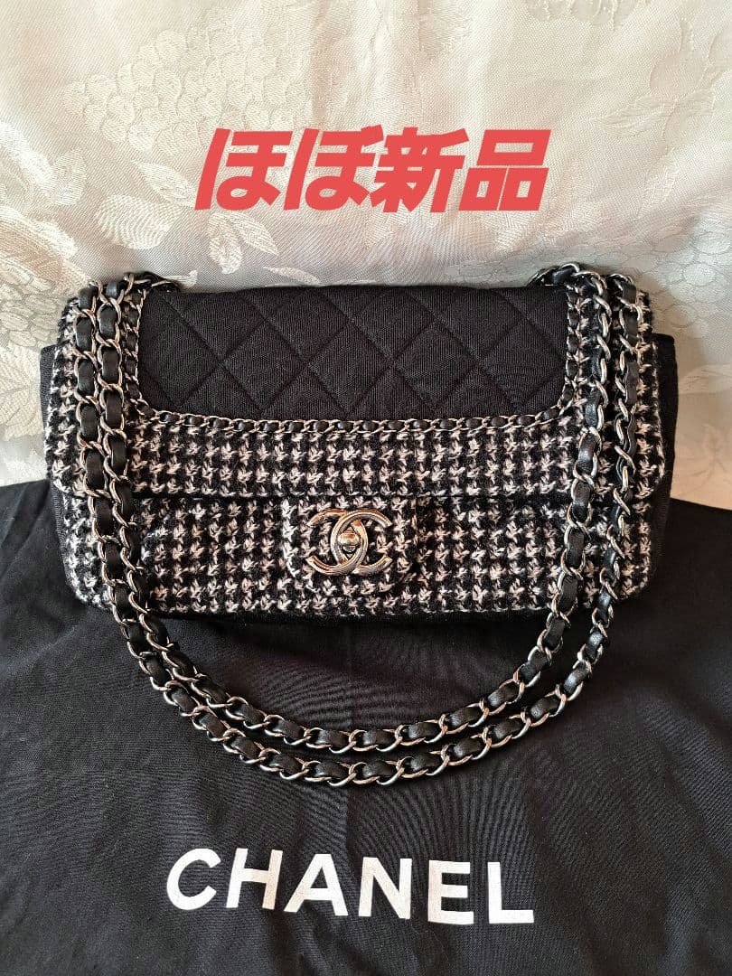 魁 .:*ほぼ新品CHANEL　マトラッセチェーンショルダーバッグツイード