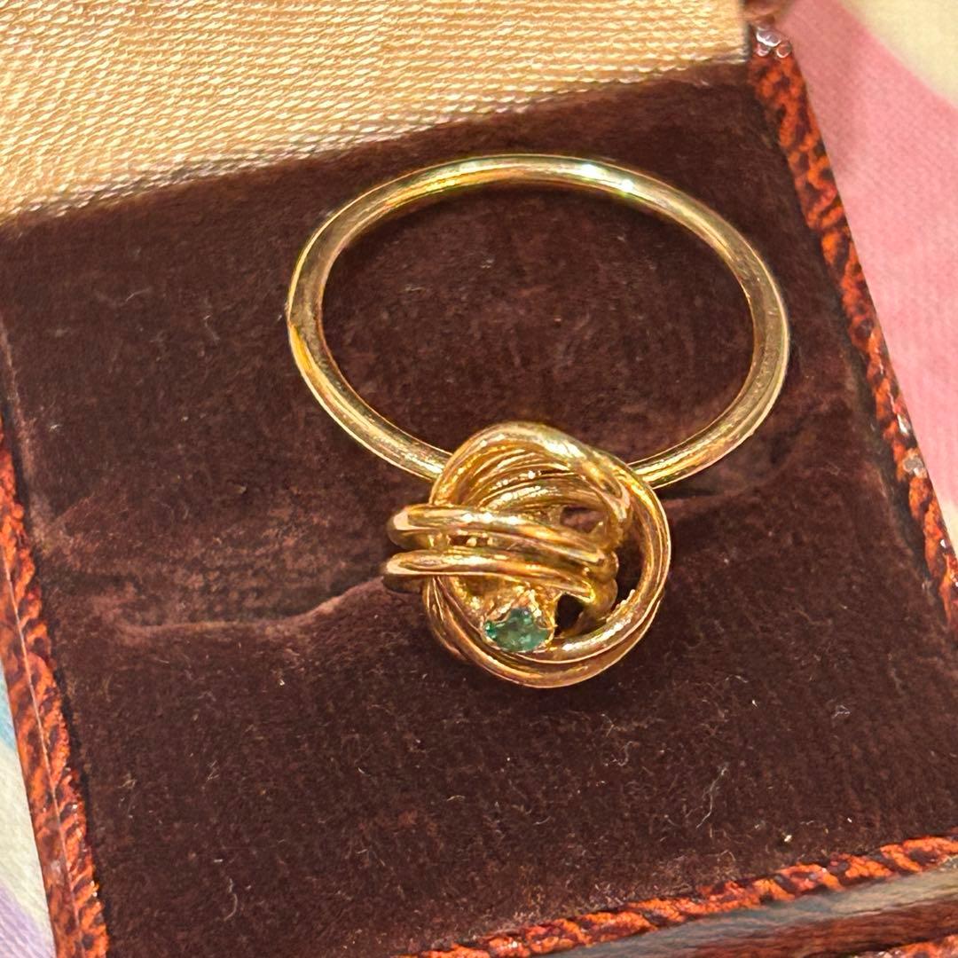 フランス　ヴィンテージリング　K18 エメラルド