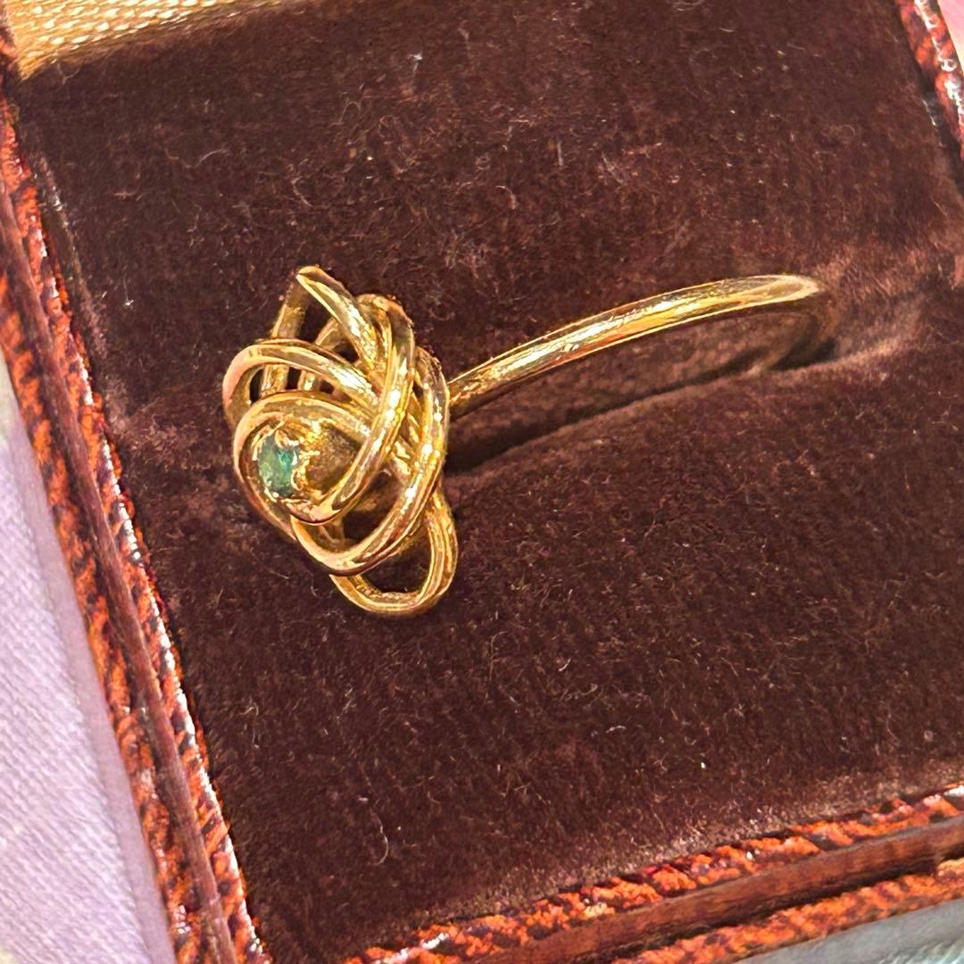 フランス　ヴィンテージリング　K18 エメラルド