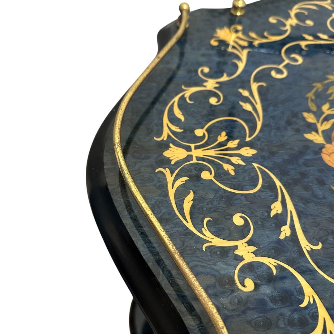 イタリア製DOMANI ドマン　キャスター　象嵌ワゴン　ブルー　キッチンワゴン②