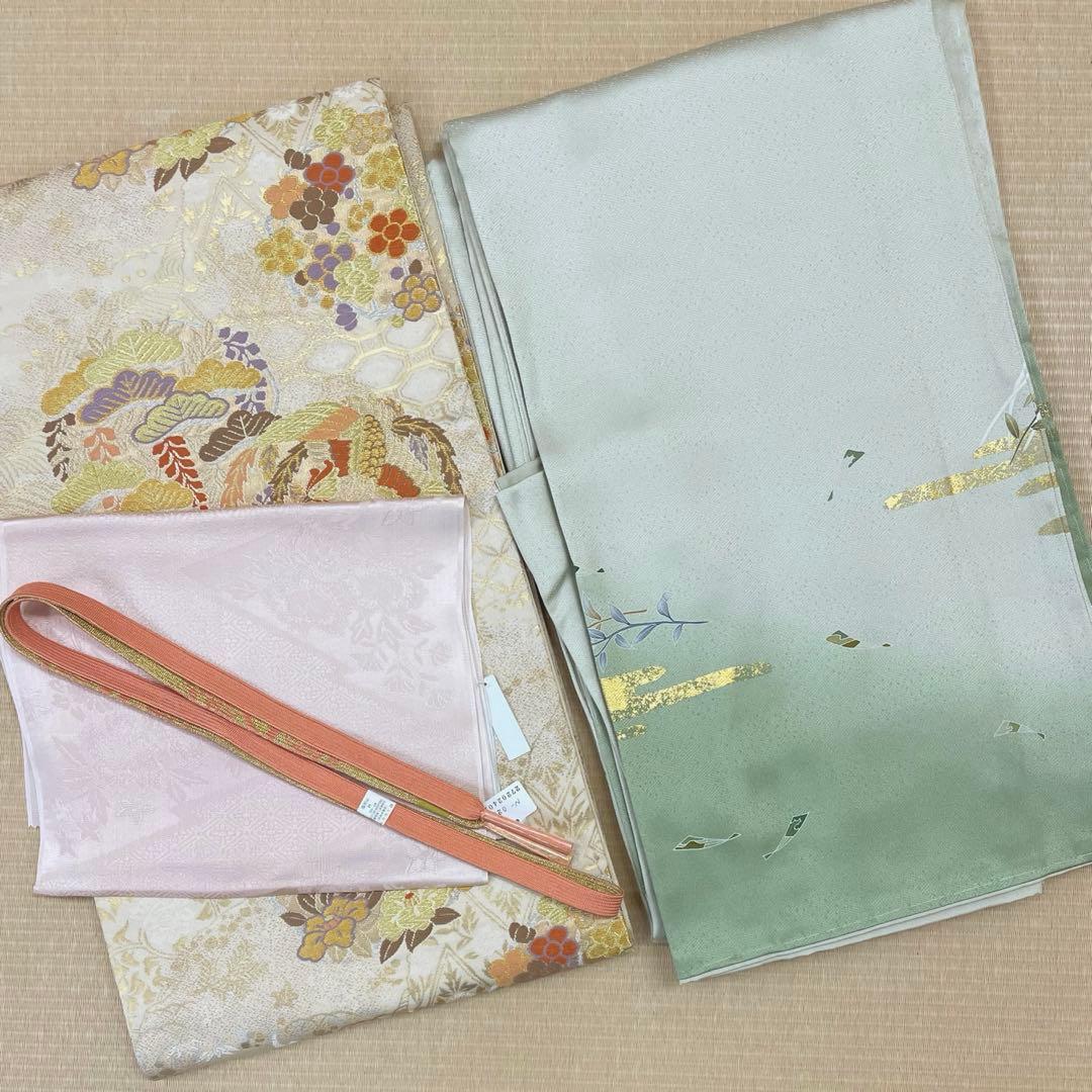 梅乃【148】正絹　訪問着　フルセット　七五三　お宮参り　結婚式　控えめ　淡い緑