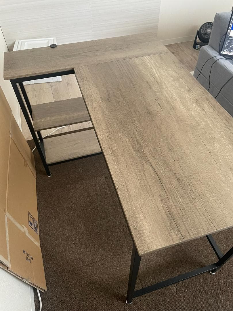 【美品】L字デスク 110cm PC・デスクワーク、ゲーミング　収納棚付き