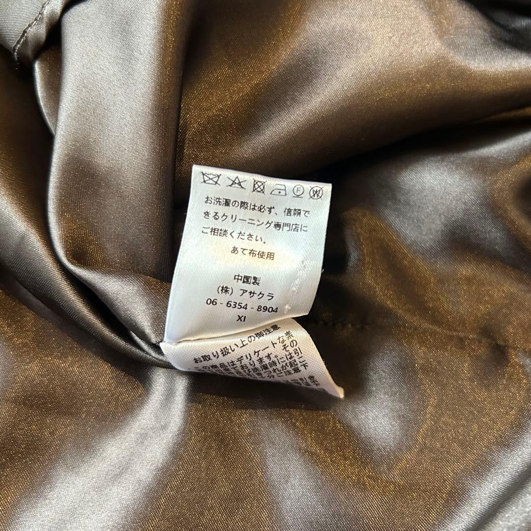 【美品】niana Vネックシアースリーブドレス　チャコール Mサイズ 結婚式