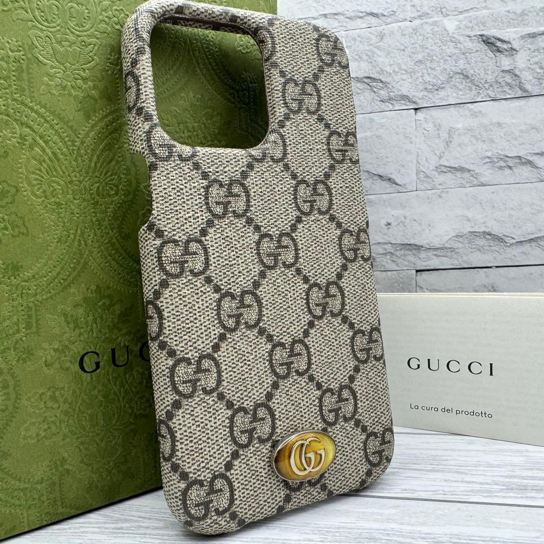 【未使用品】GUCCI　iPhone13pro　 スマホケース GGスプリーム