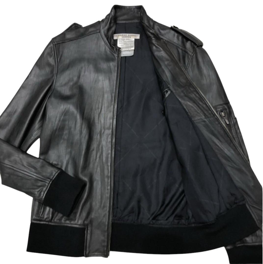 KATHARINE HAMNETT ラムレザー シングルライダース ブラック L