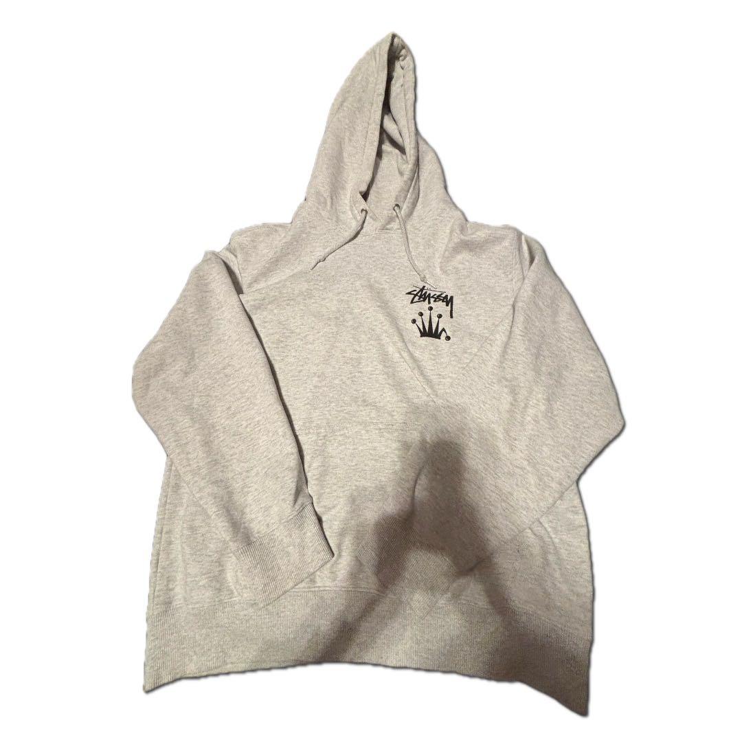 Stussy グレー パーカー 希少デザイン　クラウン　L