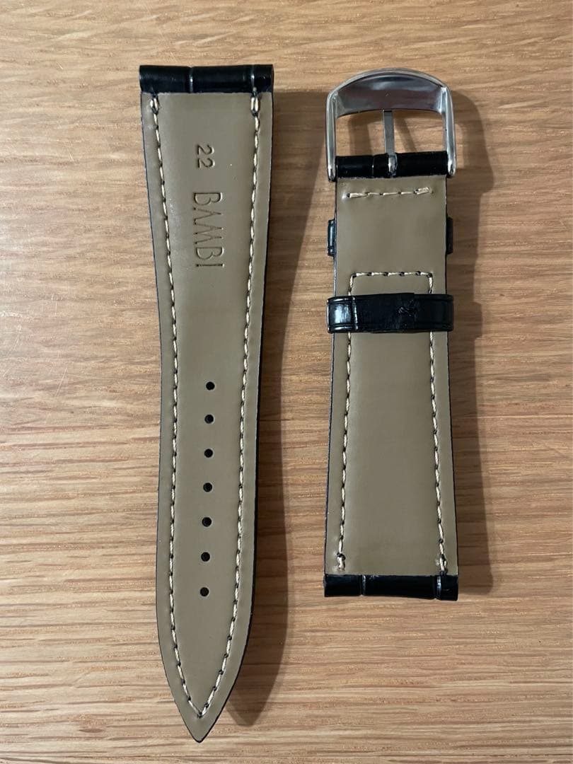 時計ベルト　バンビ　グレーシャス　ワニ革（クロコダイル）　取付幅22mm