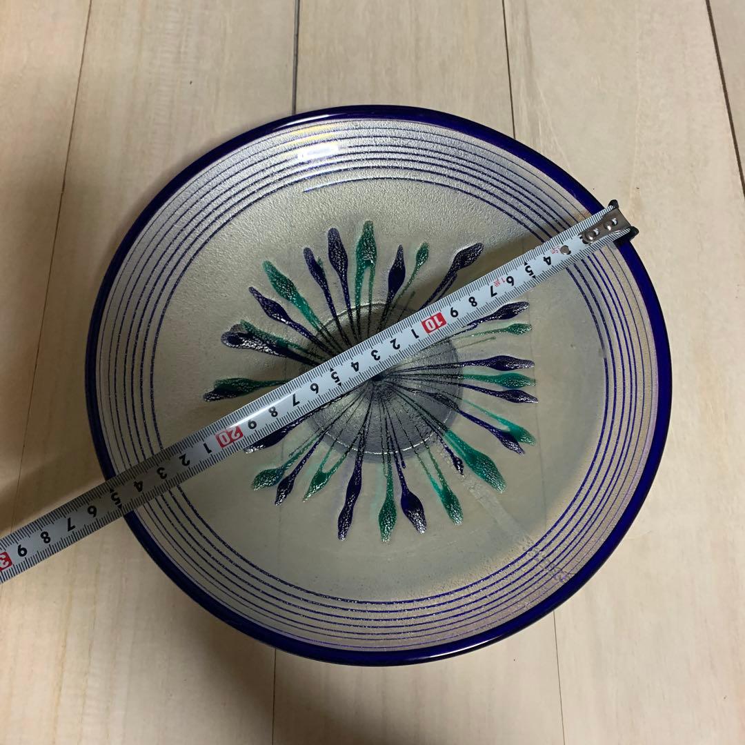 岩田久利　清流　ガラス　皿　共箱