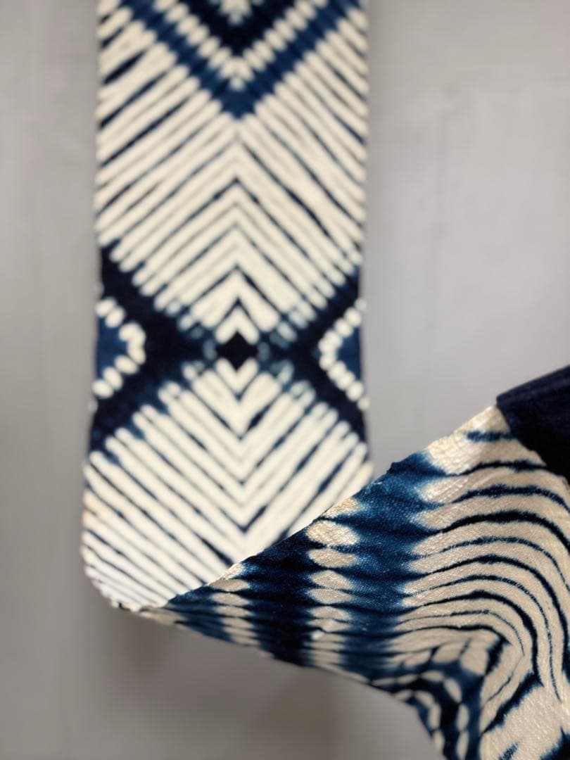 N6「片野絞り」民藝 藍染絞り職人 片野かほり 藍染絞り布 タペストリー