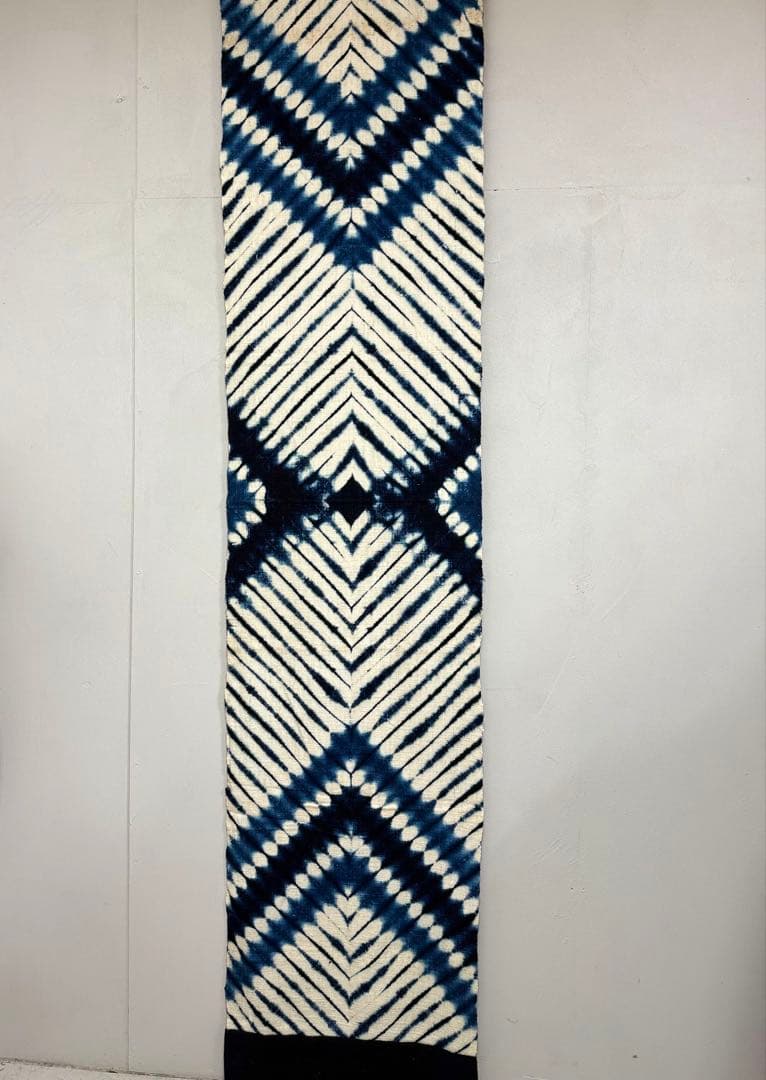 N6「片野絞り」民藝 藍染絞り職人 片野かほり 藍染絞り布 タペストリー