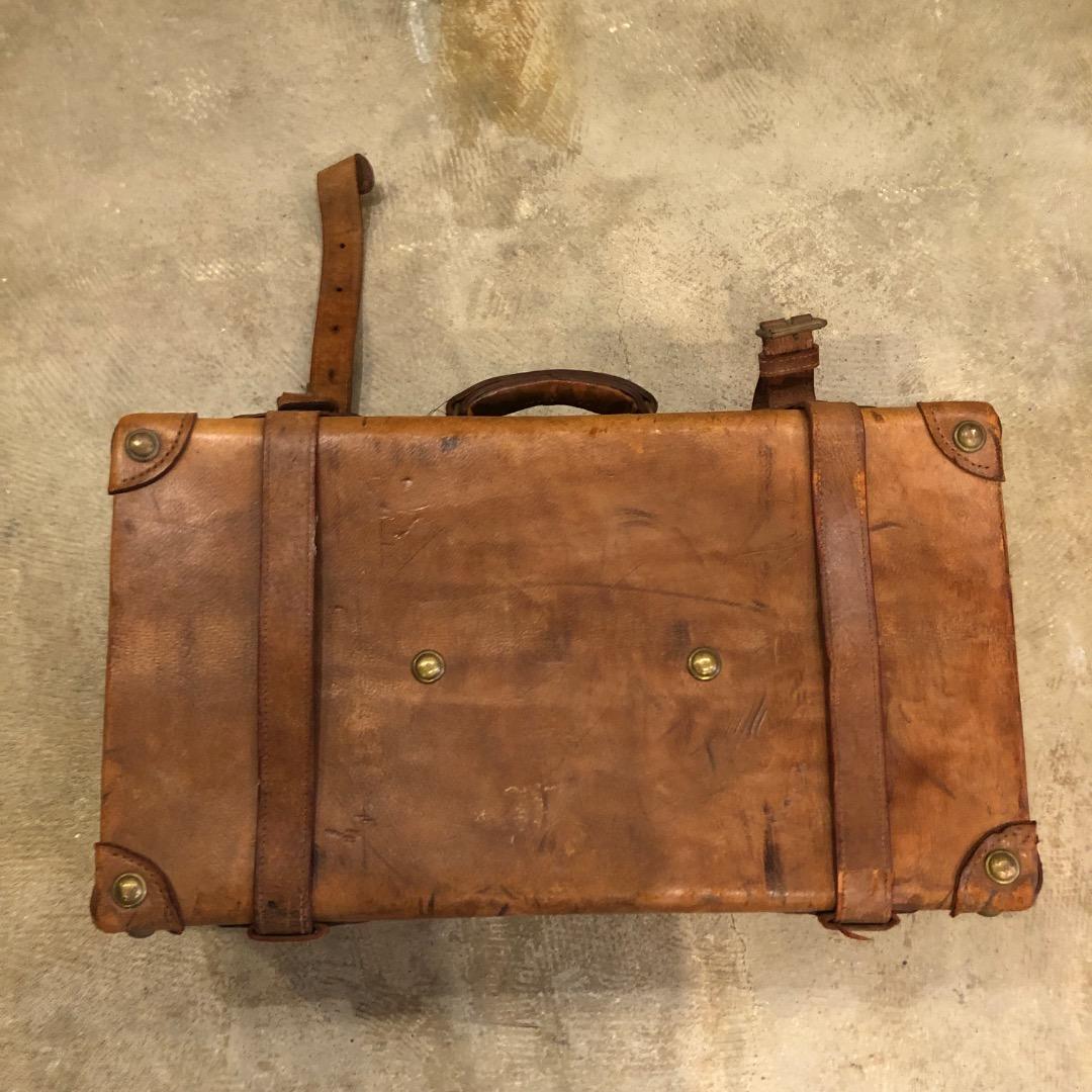 昭和レトロ　レザートランク　アンティークトランク　革製　レトロ雑貨　レザー雑貨