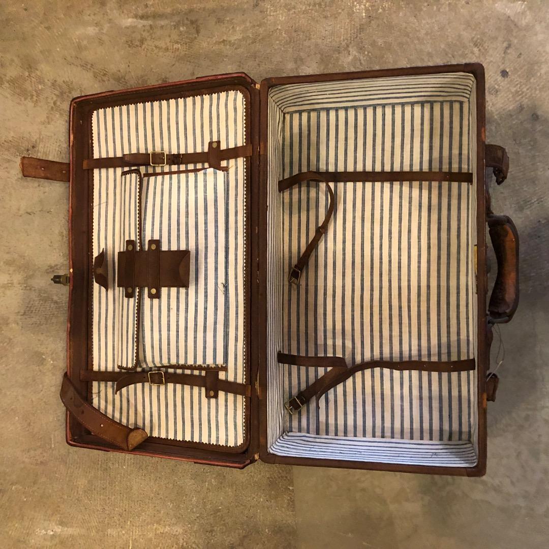 昭和レトロ　レザートランク　アンティークトランク　革製　レトロ雑貨　レザー雑貨