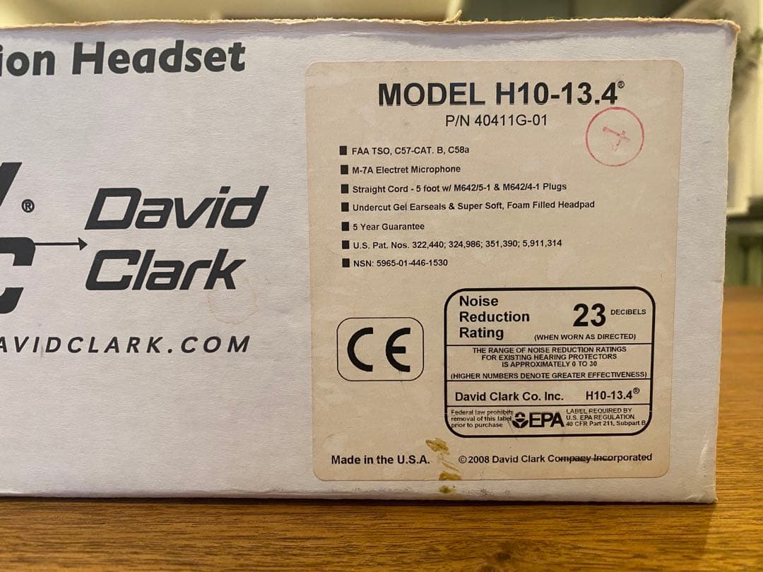 David Clark H10-13.4 航空ヘッドセット