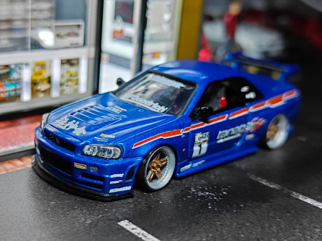 トミカプレミアムトミカ改造 日産 R34 カスタム ☆深リム ☆ホットウィール