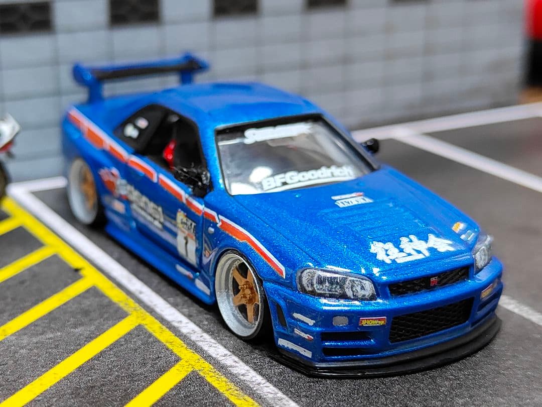 トミカプレミアムトミカ改造 日産 R34 カスタム ☆深リム ☆ホットウィール