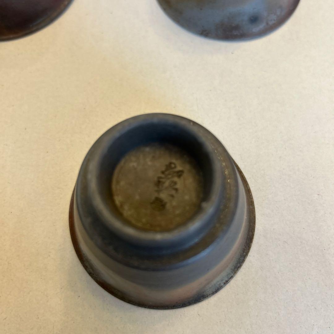 『値引き』備前焼　藤田龍峰　煎茶器　煎茶碗5客　青備前