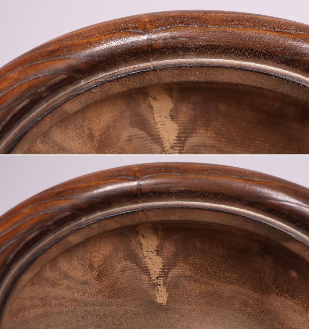 尺参 桐火鉢 金蒔絵 螺鈿細工 幅37.8cm 尺3 蔦 鳥 草【MB32】